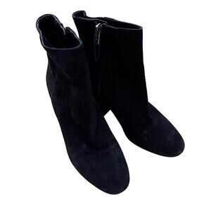 Sam Edelman 6.5M black suede ankle boots high block heel booties classic